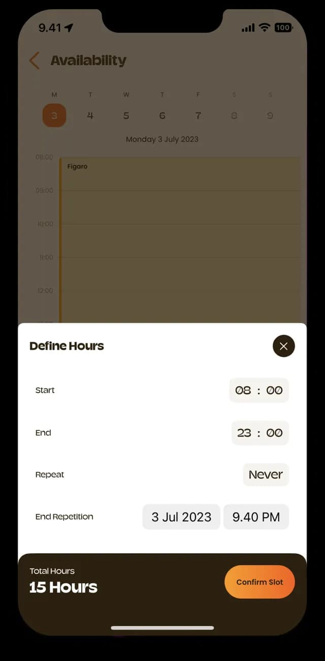 Hi Figaro - working hours sheet