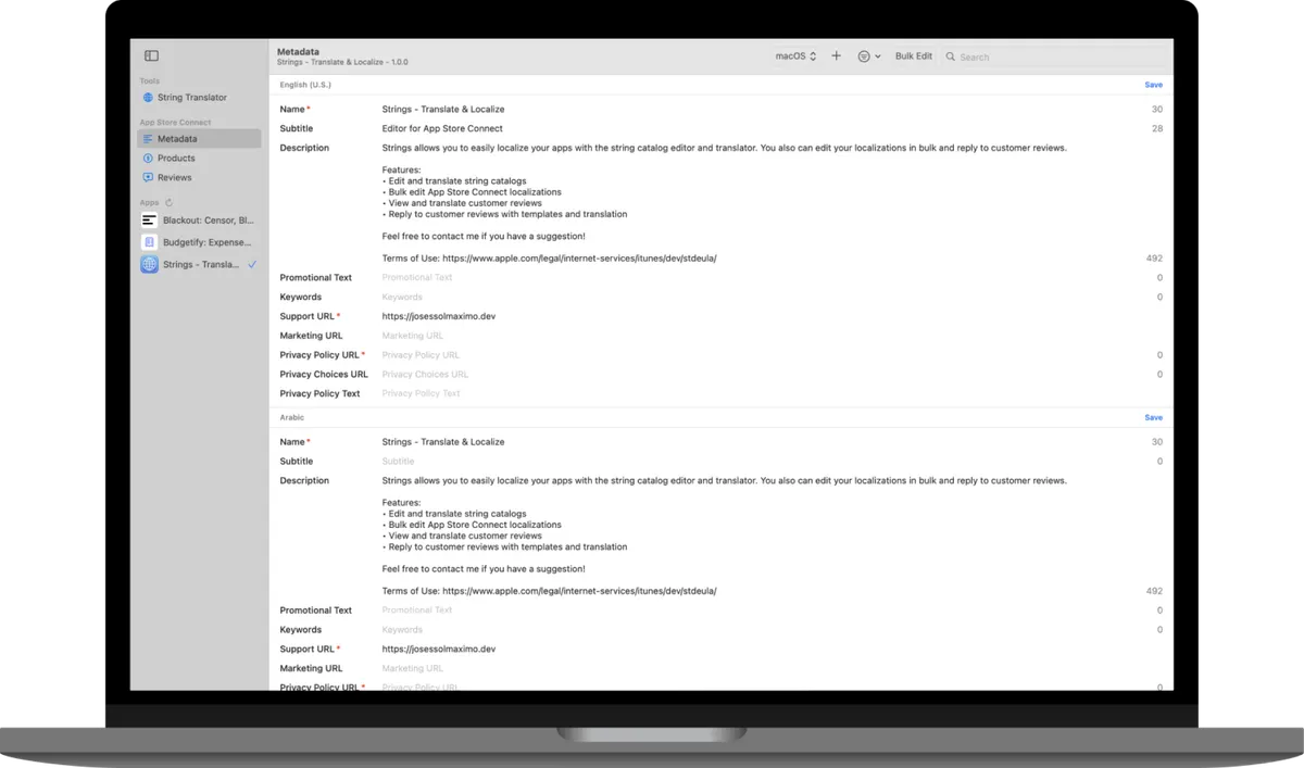 Strings - metadata editor